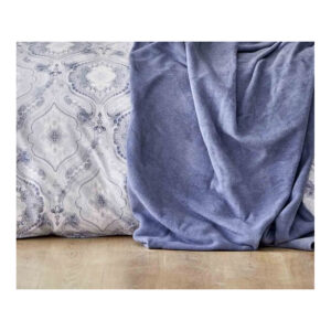 Набор постельное белье с пледом Karaca Home – Arlen indigo индиго евро