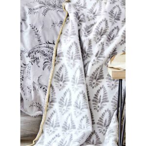 Набор постельное белье с пледом Karaca Home – Veronica gri 2020-1 серый евро