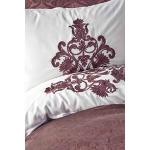 Набор постельное белье с покрывалом Karaca Home – Diana bordo бордовый евро