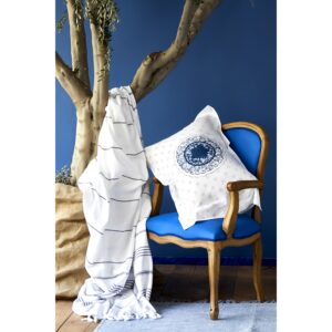 Набор постельное белье с покрывалом + пике Karaca Home – Belina mavi голубой евро