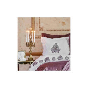 Набор постельное белье с покрывалом + плед Karaca Home – Ilona murdum сиреневый евро (10)