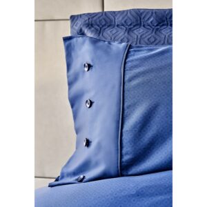 Набор постельное белье с покрывалом + плед Karaca Home – Infinity lacivert 2020-1 синий евро (10)