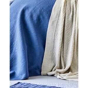 Набор постельное белье с покрывалом + плед Karaca Home – Levni mavi 2020-1 синий евро